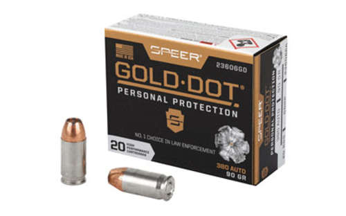 Ammunition Speer Ammunition Speer Gold Dot 380ACP SPR GOLD DOT 380ACP 90GR HP 20/200 • Model: Speer Gold Dot